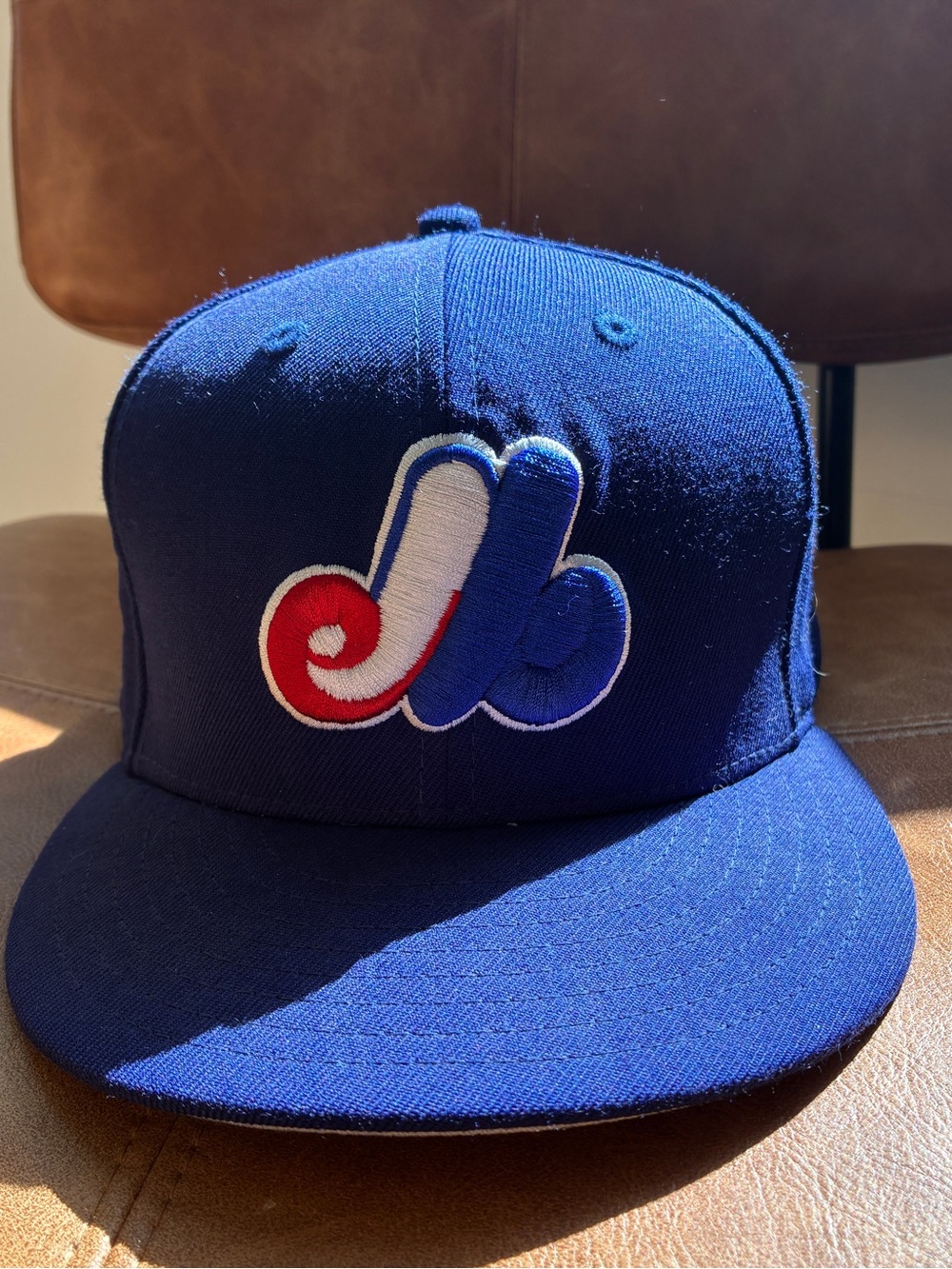 New Era 59FIFTY Montreal Expos Wool Fitted Hat Size 7 1/2 Blue